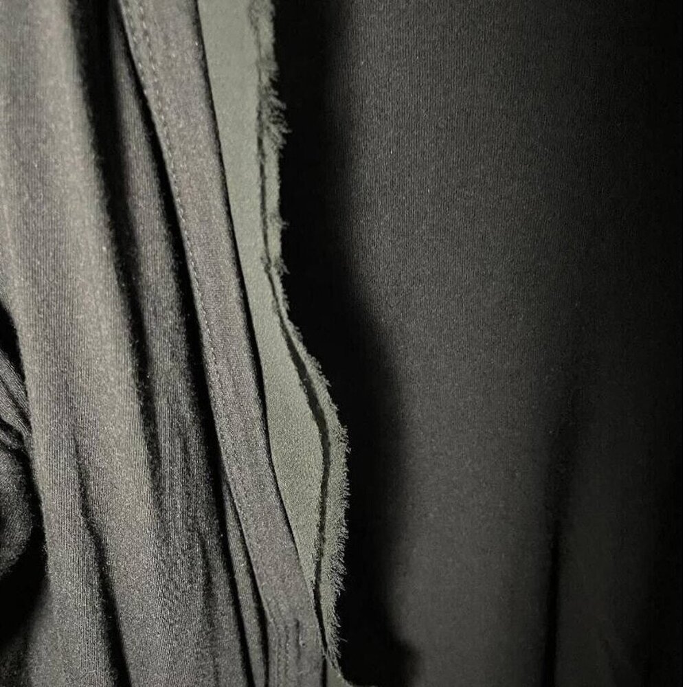 Elle Black Lightweight Button-Up Cardigan W/ Chiffon Trim 3/4 Sleeves Womens Siz - Picture 6 of 12